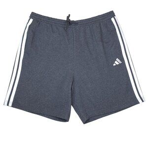 Adidas Mens 2XL Regular Fit Fleece Shorts 3 White Stripes Dark Gray Heather